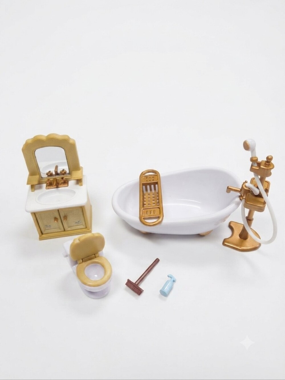 Calico Critters Bathroom Furniture Set: Bathtub, Vanity Sink, Toilet, and Access